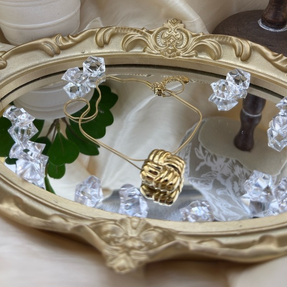 18K Gold Plated Sculptural Knot Pendant Necklace – Stainless Steel - Picture 7 of 9